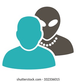 Human Alien Contacts vector icon. Style is flat bicolor grey and cyan symbol, rounded angles, white background.