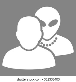 Human Alien Contacts vector icon. Style is flat white symbol, rounded angles, gray background.