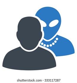 Human Alien Contacts vector icon. Style is flat bicolor smooth blue symbol, rounded angles, white background.