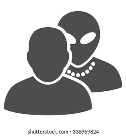 Human Alien Contacts vector icon. Style is flat gray symbol, rounded angles, white background.