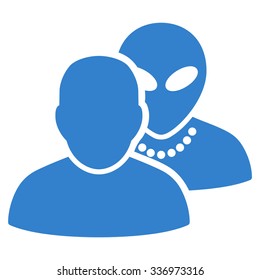 Human Alien Contacts vector icon. Style is flat cobalt symbol, rounded angles, white background.
