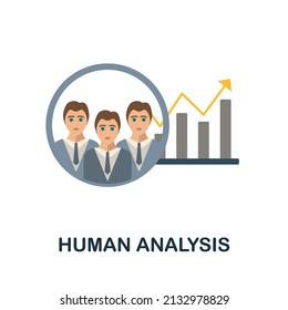 Icono plano de análisis humano. Signo de elemento coloreado de la colección de reclutamiento. Signo de icono de análisis humano plano para diseño web, infografía y más.