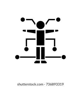 human analysis icon, vector illustration, black sign on isolated background