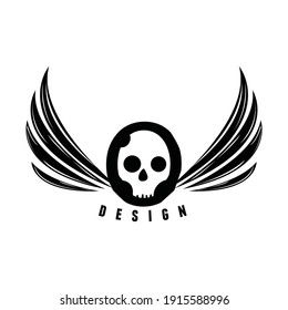 Human anatomy bones head skull with wing on the white background. Vector illustration EPS.8 EPS.10