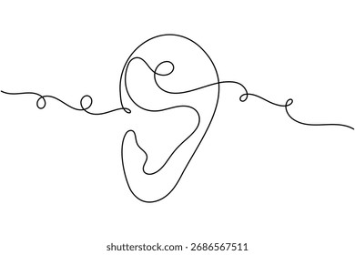 Human anatomy ear continuous one line drawing minimalist single elegant vector illustration
