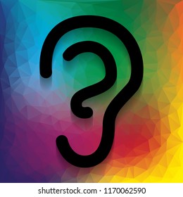 Human anatomy. Ear sign. Vector. Flat style black icon on white.