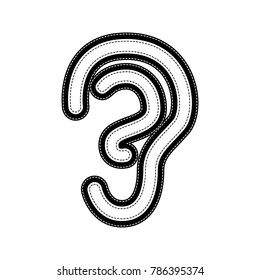 Human anatomy. Ear sign. Vector. Flat style black icon on white.