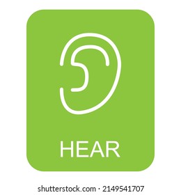 Human anatomy flat ear icon, hear health organ vector illustration, face part sign .