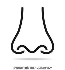 Menschliches anatomisches Flach-Nase-Symbol, Geruch Gesundheitsorgan Vektorgrafik, Gesichtsschild .