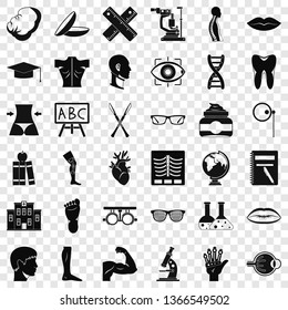 Human anatomy icons set. Simple style of 36 human anatomy vector icons for web for any design