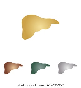 Human anatomy illustration. Liver sign. Metal icons on white backgound.