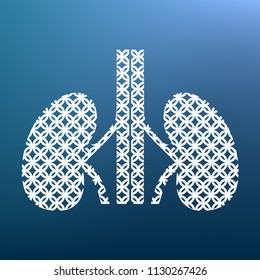 Human anatomy. Kidneys sign. Vector. White textured icon at lapis lazuli gradient background.