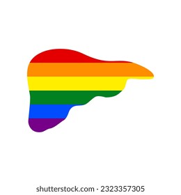 Human anatomy. Liver sign. Rainbow gay LGBT rights colored Icon at white Background. Illustration.