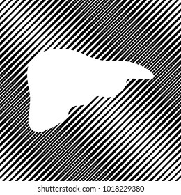 Human anatomy. Liver sign. Vector. Icon. Hole in moire background.