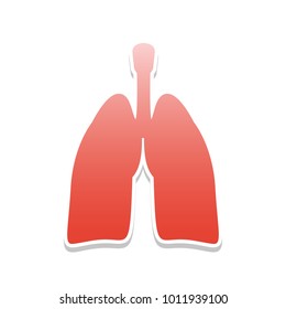 Human anatomy. Lungs sign. Vector. Reddish icon with white and gray shadow on white background. Isolated.