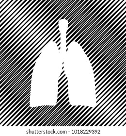 Human anatomy. Lungs sign. Vector. Icon. Hole in moire background.