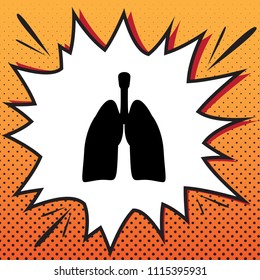 Human anatomy. Lungs sign. Vector. Comics style icon on pop-art background.