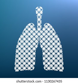 Human anatomy. Lungs sign. Vector. White textured icon at lapis lazuli gradient background.