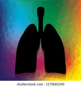 Human anatomy. Lungs sign. Vector. Flat style black icon on white.