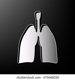 Human anatomy. Lungs sign. Vector. Gray 3d printed icon on black background.