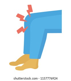 
Human anatomy showing knee pain, flat icon design 
