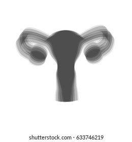 Human anatomy. Uterus sign. Vector. Gray icon shaked at white background.