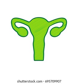 Human anatomy. Uterus sign. Vector. Lemon scribble icon on white background. Isolated