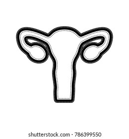 Human anatomy. Uterus sign. Vector. Flat style black icon on white.