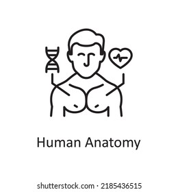 Ilustración de diseño de iconos de contorno de vector de anatomía humana. Símbolo diverso sobre el archivo EPS 10 de fondo blanco