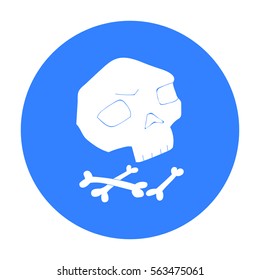 Human ancient bones icon in black style isolated on white background. Stone age symbol stock vector illustration.