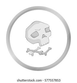 Human ancient bones icon in monochrome style isolated on white background. Stone age symbol stock vector illustration.