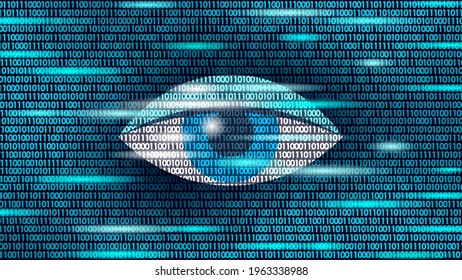 Human android cyborg eye futuristic control protection personal internet security access. Concept robot dna system, future scientific technology innovation science. Blue polygonal vector