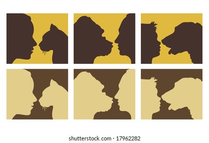 human & animals silhouettes