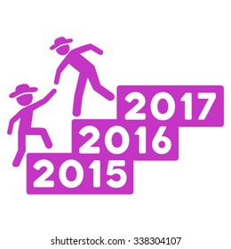 Human Annual Help vector icon. Style is flat symbol, violet color, rounded angles, white background.