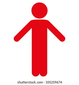 Human Apology vector icon. Style is flat symbol, red color, rounded angles, white background.