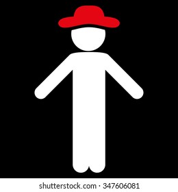 Human Apology vector icon. Style is bicolor flat symbol, red and white colors, rounded angles, black background.