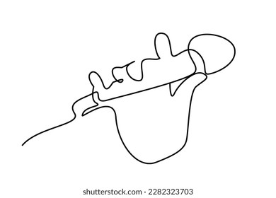 human arm hand holding microphone sings line art
