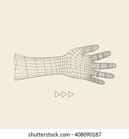 Human Arm. Human Hand Model. 3d Covering Skin. Polygonal Design.