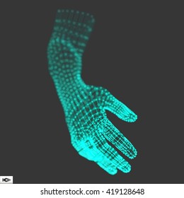 Human Arm. Hand Model. 3d Covering Skin. Vector Illustration.