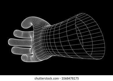 Human Arm. Hand Model. Connection structure. Future technology concept. Vector low poly wireframe mesh illustration