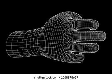 Human Arm. Hand Model. Connection structure. Future technology concept. Vector low poly wireframe mesh illustration