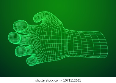 Human Arm. Hand Model. Connection structure. Future technology concept. Vector low poly wireframe mesh illustration