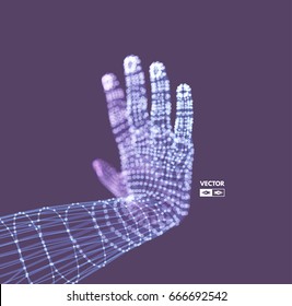 Human arm. Hand model. Connection structure. Future technology concept. 3D Vector illustration.