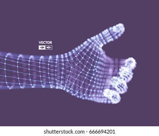 Human arm. Hand model. Connection structure. Future technology concept. 3D Vector illustration.