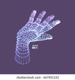 Human Arm. Hand Model. Connection structure. Future technology concept. 3D Vector illustration.