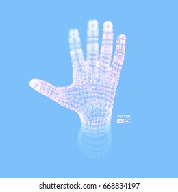 Human Arm. Hand Model. Connection structure. Future technology concept. 3D Vector illustration. 