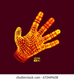 Human Arm. Hand Model. Connection structure. Future technology concept. 3D Vector illustration. 