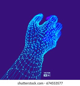 Human Arm. Hand Model. Connection structure. Future technology concept. 3D Vector illustration. 