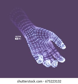 Human Arm. Hand Model. Connection structure. Future technology concept. 3D Vector illustration.