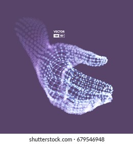 Human Arm. Hand Model. Connection structure. Future technology concept. 3D Vector illustration. 